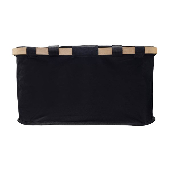 Obrázky: Nákupní košík s dřevěným rámem, černá, Obrázek 2