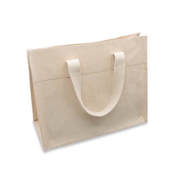 Obrázky: Nákupní taška z bavlny s kapsou, béžová, Obrázek 2