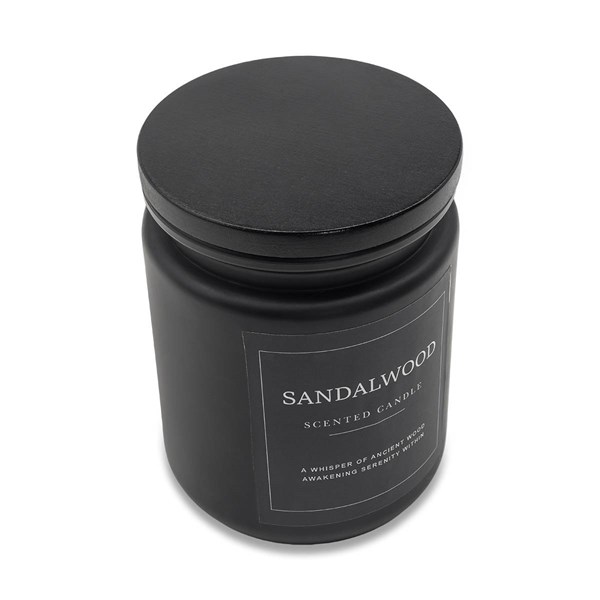 Obrázky: Černá svíčka ve sklen. nádobě s dřevěným víčkem, Obrázek 3