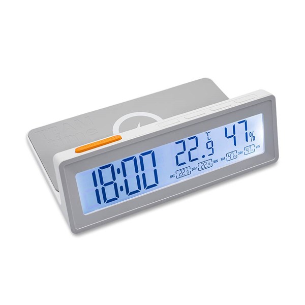 Obrázky: Bezdrátová nabíječka s hodinami a teploměrem, bílá, Obrázek 2