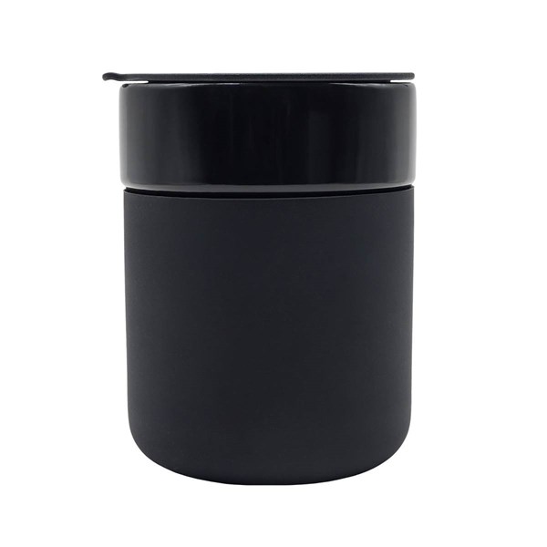 Obrázky: Keram. hrnek 370ml, povrch a víčko silikon,černá