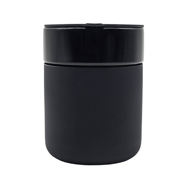 Obrázky: Keram. hrnek 370ml, povrch a víčko silikon,černá, Obrázek 2