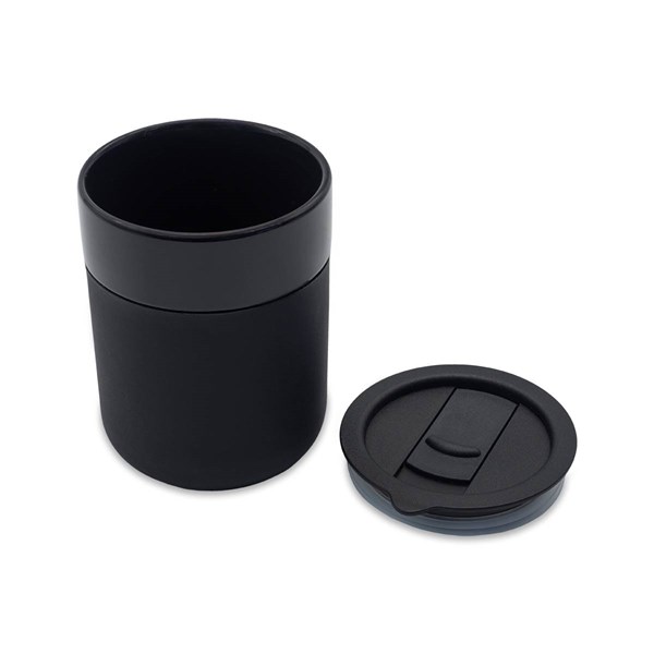 Obrázky: Keram. hrnek 370ml, povrch a víčko silikon,černá, Obrázek 4