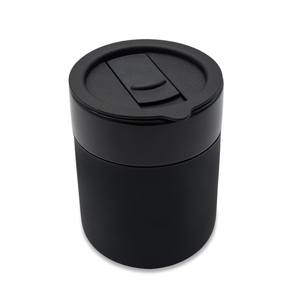 Obrázky: Keram. hrnek 370ml, povrch a víčko silikon,černá, Obrázek 5