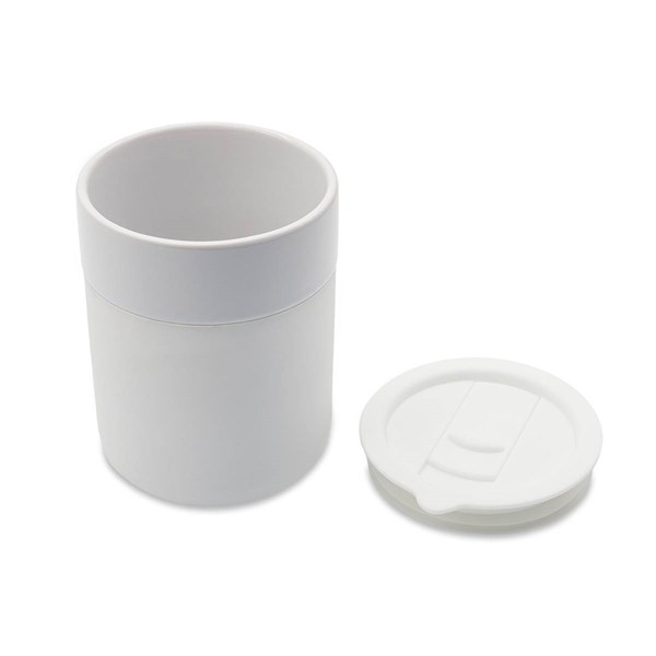 Obrázky: Keram. hrnek 370ml, povrch a víčko silikon,bílá, Obrázek 4