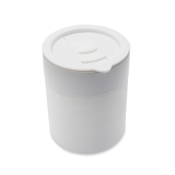 Obrázky: Keram. hrnek 370ml, povrch a víčko silikon,bílá, Obrázek 5