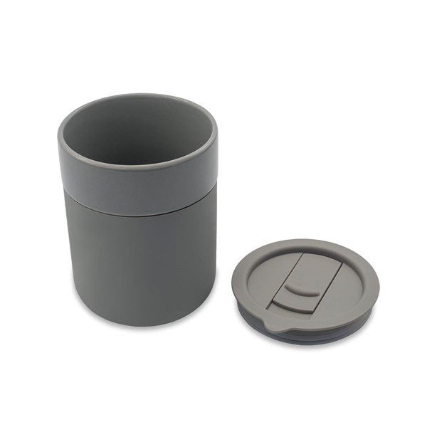 Obrázky: Keram. hrnek 370ml, povrch a víčko silikon,šedá, Obrázek 4