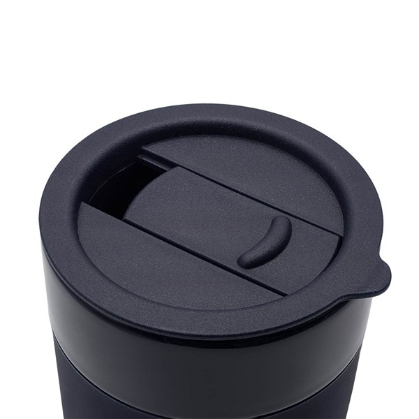 Obrázky: Keram. hrnek 370ml, povrch a víčko silikon,modrá, Obrázek 4