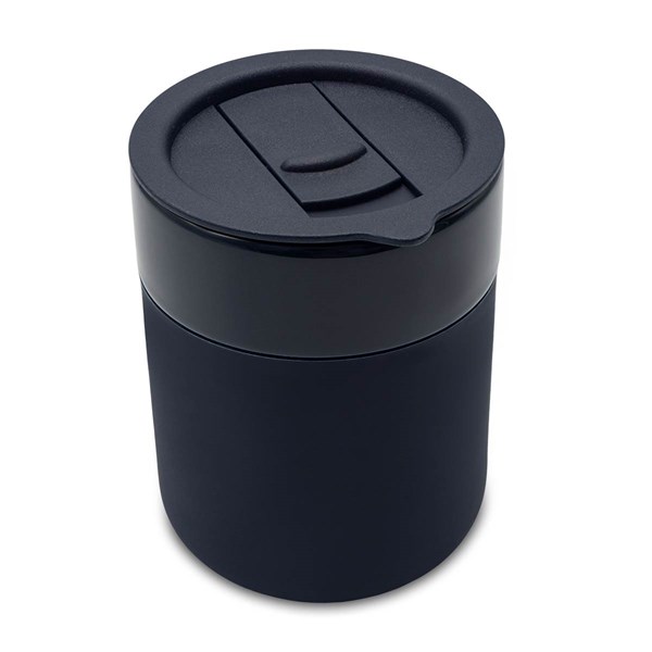 Obrázky: Keram. hrnek 370ml, povrch a víčko silikon,modrá, Obrázek 5