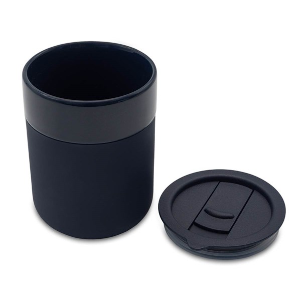 Obrázky: Keram. hrnek 370ml, povrch a víčko silikon,modrá, Obrázek 6