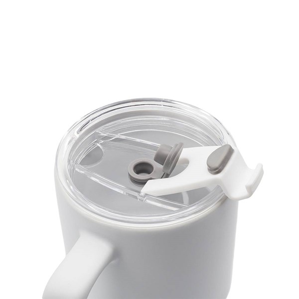 Obrázky: Matný keramický hrnek s víčkem 440 ml, bílá, Obrázek 6