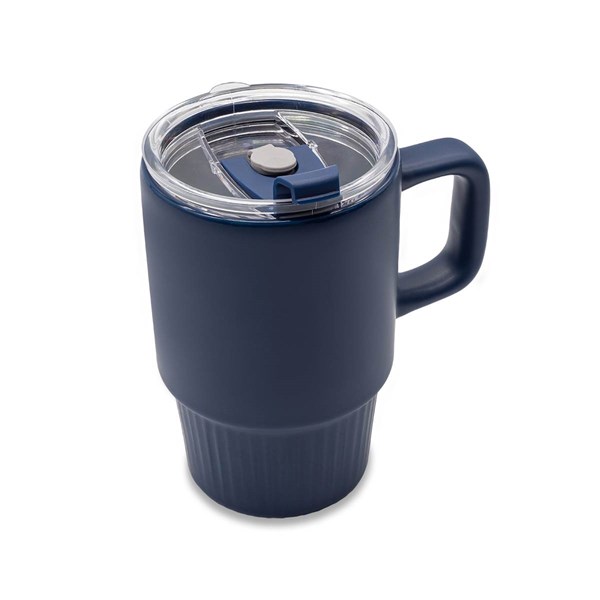 Obrázky: Matný keramický hrnek s víčkem 440 ml, modrá, Obrázek 5