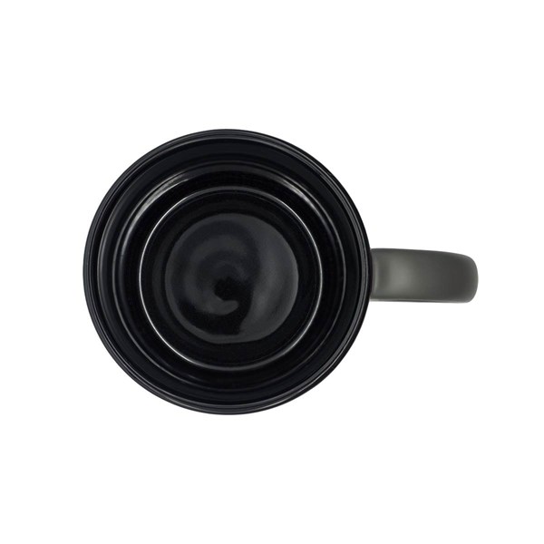 Obrázky: Keram. hrnek soft-touch 350ml,černý okraj, šedá, Obrázek 3