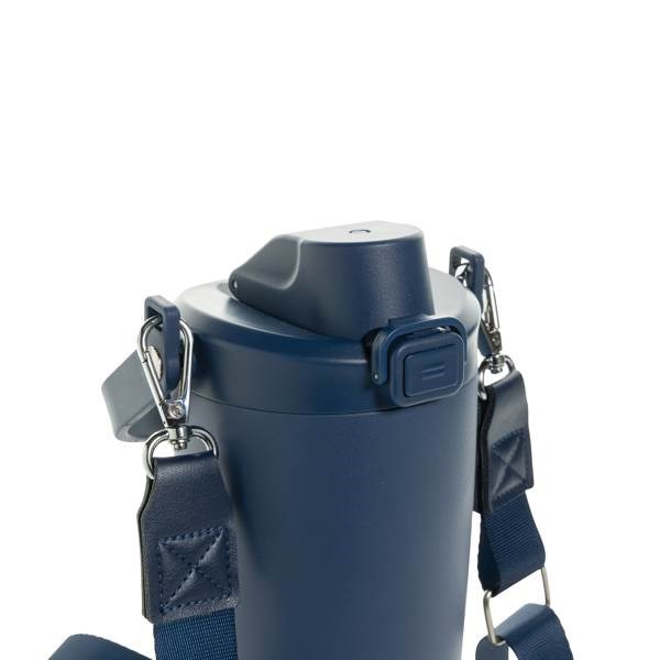 Obrázky: Termohrnek z recykl.nerez oceli s popruhem, modrá, Obrázek 5