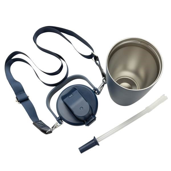 Obrázky: Termohrnek z recykl.nerez oceli s popruhem, modrá, Obrázek 7