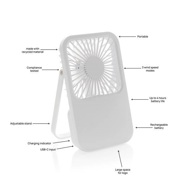 Obrázky: Stolní dobíjecí větráček z recyklovaného RCS, bílá, Obrázek 2