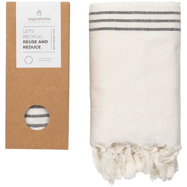 Obrázky: Krémově bílá látka z recykl. materiálu, 85 x 175 cm