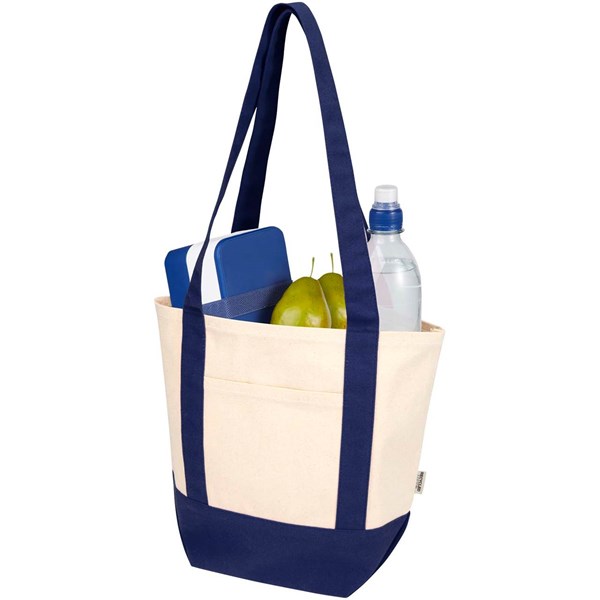 Obrázky: Nákupní taška 320g, rec. bavlna, přírodní/modrá, Obrázek 6
