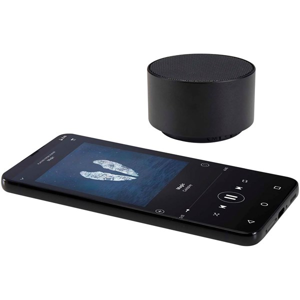 Obrázky: Černý 3W Bluetooth® reproduktor z rec. hliníku, Obrázek 4