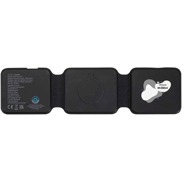 Obrázky: Černá skládací bezdrát.nabíječka 3v1/15W z rec. ABS, Obrázek 3