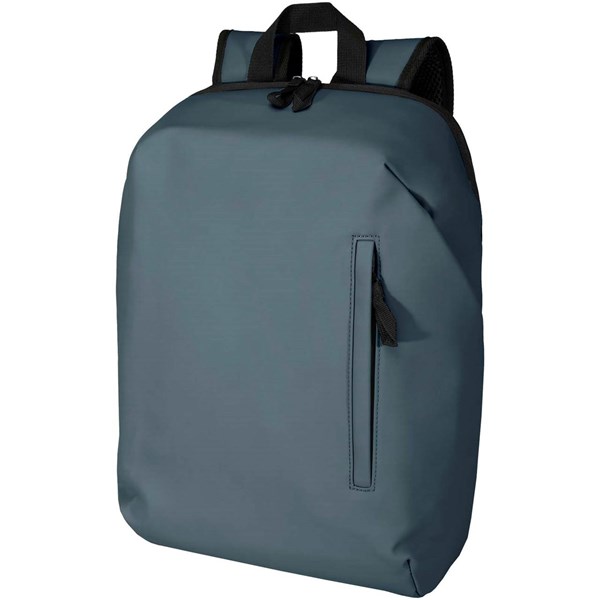 Obrázky: Modrý rolovací batoh 18L na notebook 15″ z PU kůže