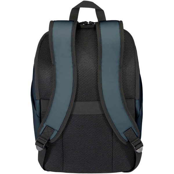 Obrázky: Modrý rolovací batoh 18L na notebook 15″ z PU kůže, Obrázek 2