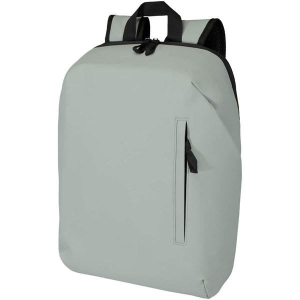 Obrázky: Šedý rolovací batoh 18L na notebook 15″ z PU kůže