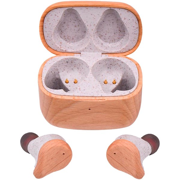 Obrázky: Sluchátka Prixton TWS163 s ENC, hnědé bukové dřevo, Obrázek 4