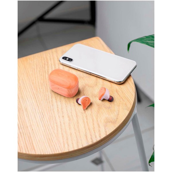 Obrázky: Sluchátka Prixton TWS163 s ENC, hnědé bukové dřevo, Obrázek 6