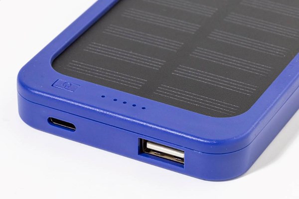 Obrázky: Powerbanka 4000 mAh z ABS se solární nab., modrá, Obrázek 5