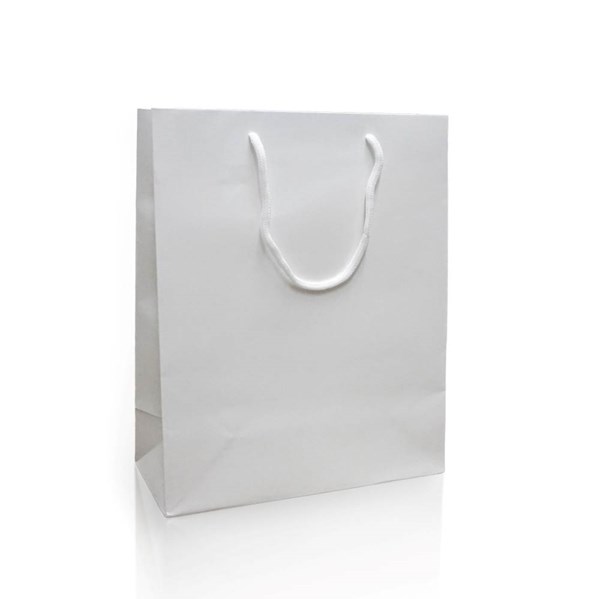 Obrázky: Papírová taška 25x11x31 cm,textil. šňůra, bílá lesk
