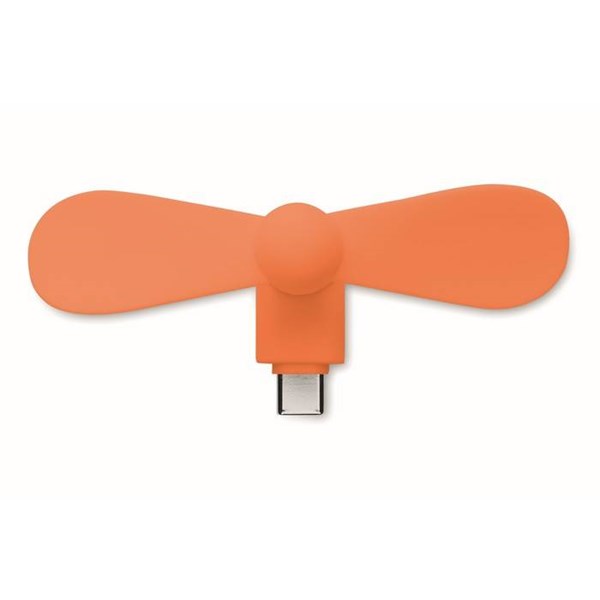 Obrázky: Oranžový přenosný USB-C ventilátor, Obrázek 3