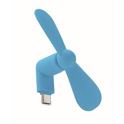 Obrázky: Tyrkysový přenosný USB-C ventilátor