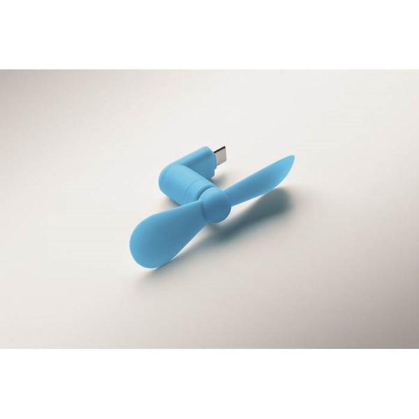 Obrázky: Tyrkysový přenosný USB-C ventilátor, Obrázek 7
