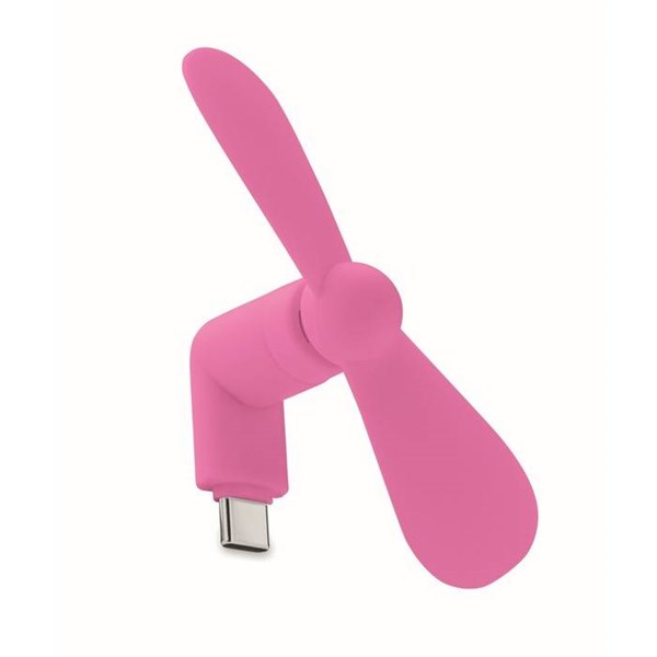 Obrázky: Fuchsiový přenosný USB-C ventilátor