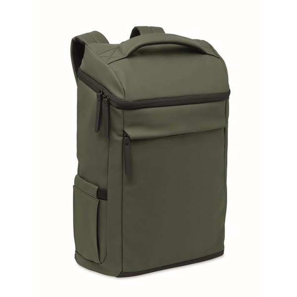 Obrázky: Tmavě zelený 15" PU batoh na notebook