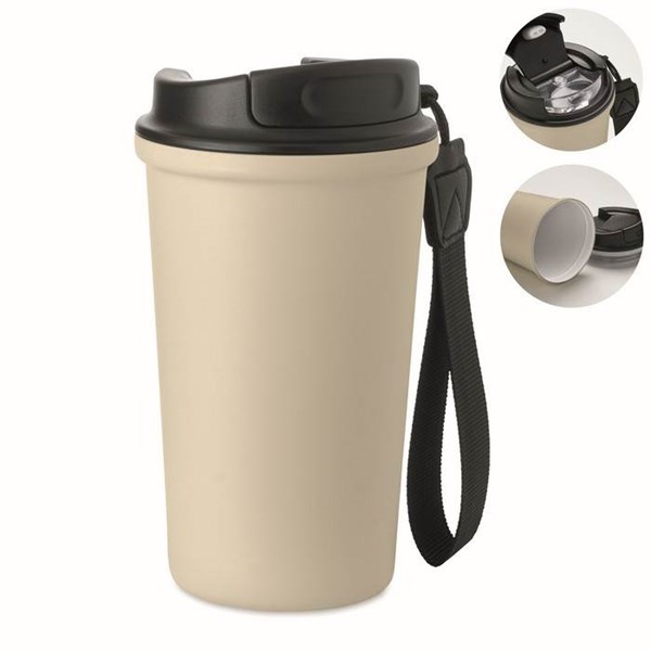 Obrázky: Béžový recyklovaný ocelový termohrnek 400ml