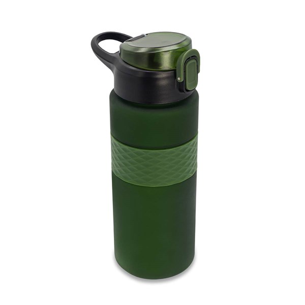 Obrázky: RPET láhev s brčkem 700 ml, tmavě zelená, Obrázek 2