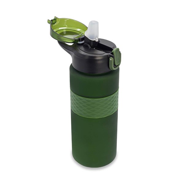 Obrázky: RPET láhev s brčkem 700 ml, tmavě zelená, Obrázek 3