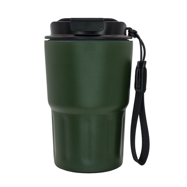 Obrázky: Nerezový termohrnek 330 ml s poutkem, tmavě zelená