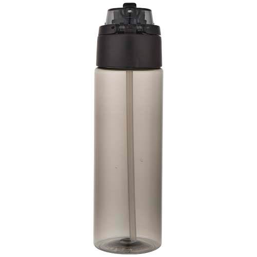 Obrázky: RPET láhev 700ml se sklop. slámkou, černá, Obrázek 2