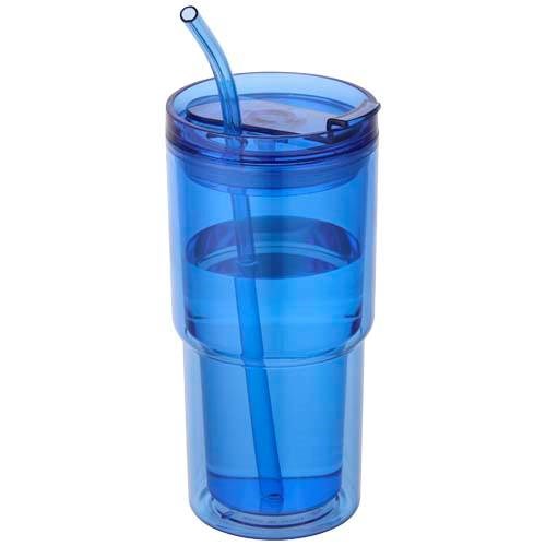 Obrázky: Hrnek 480ml, dvoj.stěna, slámka, královsky modrá