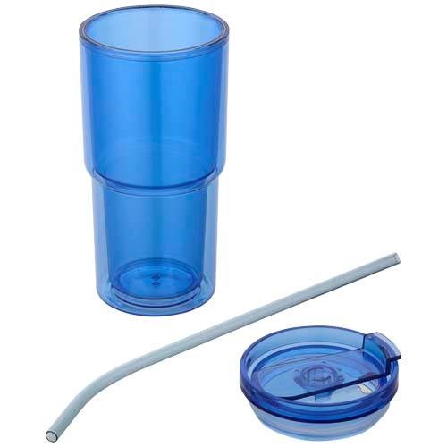 Obrázky: Hrnek 480ml, dvoj.stěna, slámka, královsky modrá, Obrázek 3