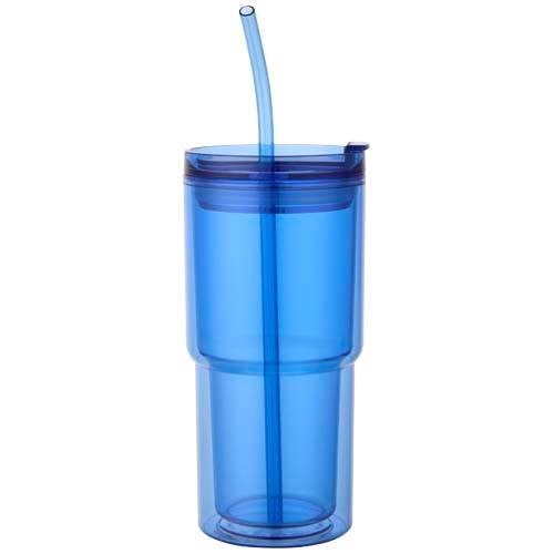 Obrázky: Hrnek 480ml, dvoj.stěna, slámka, královsky modrá, Obrázek 4