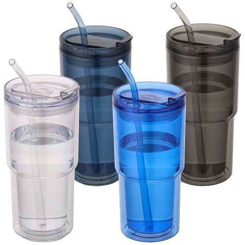 Obrázky: Hrnek 480ml, dvoj.stěna, slámka, královsky modrá, Obrázek 5