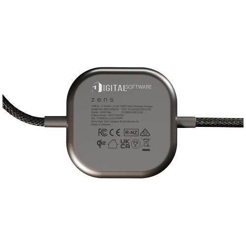 Obrázky: Zens Pro 2 140W hliníkový nabíjecí kabel 2v1, černý, Obrázek 4