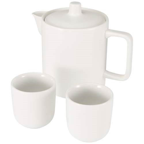 Obrázky: Bílá sada konvice 600ml a 2 šálků 90 ml, keramika, Obrázek 2
