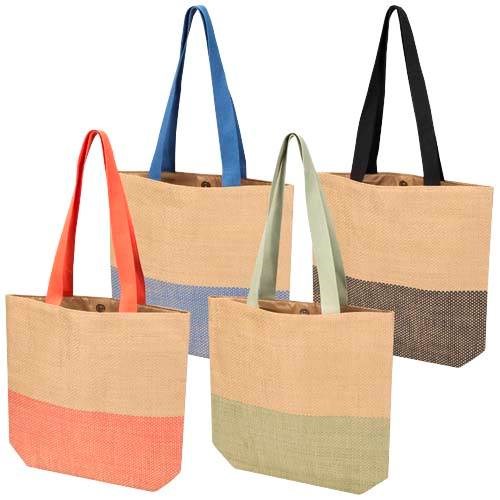 Obrázky: Nákupní taška ze slámového papíru, 10 l, zelená, Obrázek 6