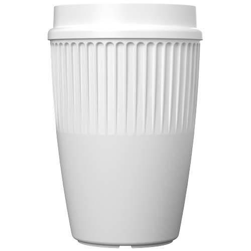 Obrázky: Rýhovaný hrnek 350ml s 360° víčkem, rec.plast, bílá, Obrázek 6