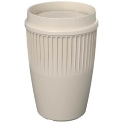 Obrázky: Rýhovaný hrnek 350ml s 360° víčkem, rec.pl., béžová